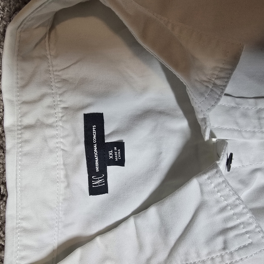 INC International Concepts White Casual Button Down Shirt